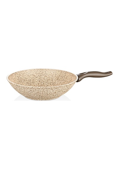 Creamy 28 Cm Granit Wok Tava Krem