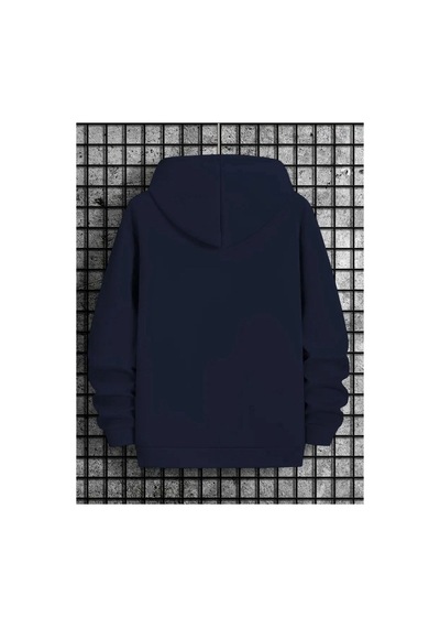 Medinenur Palmiye Baskılı Cepli Kapüşonlu Sweatshirt Lacivert