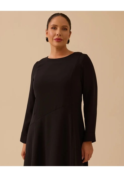 Büyük Beden Basic Midi Elbise Gala-xi Siyah