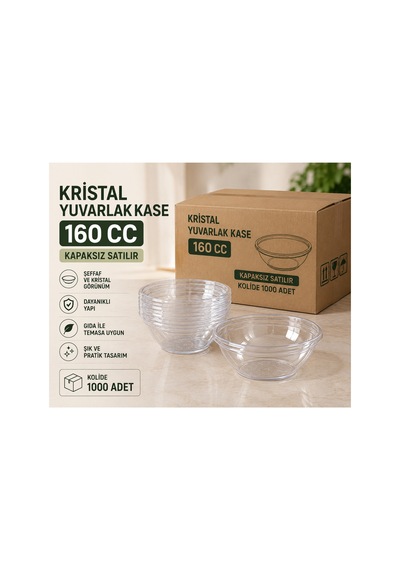 Kristal Yuvarlak Kase 160 Cc 1000 Adet Şeffaf - 918398386 Şeffaf