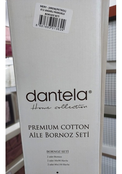 Dantela Premium Cotton Jakarlı Aile Bornoz Seti-Mery Krem Petrol Petrol - Krem Dantela Premium Cotton Jakarlı Aile Bornoz Seti-Mery Krem Petrol Petrol - Krem