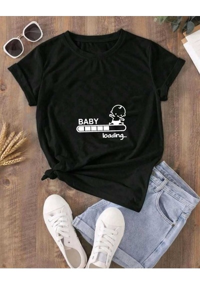 Kozia Outdoors Malkoçbey Kadın Baby Loading. Baskılı Oversize Basic T-shirt SIYAH Kozia Outdoors Malkoçbey Kadın Baby Loading. Baskılı Oversize Basic T-shirt SIYAH
