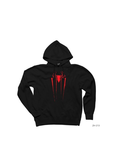 Spiderman Adam Siyah Kapşonlu Sweatshirt Hoodie