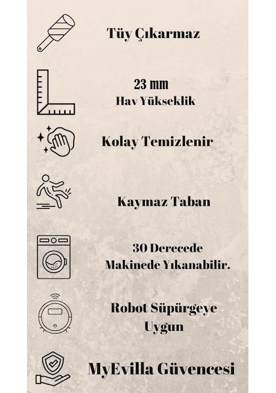 My Evilla Dekoratif Bubble Uzun Tüylü Yumuşak Puffy Peluş Kaymaz Yıkanabilir Salon Koridor Halı Yolluk Krem
