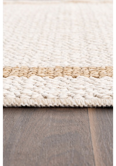 Retro Plain Krem Natural Bordürlü Halı A3234a Natural