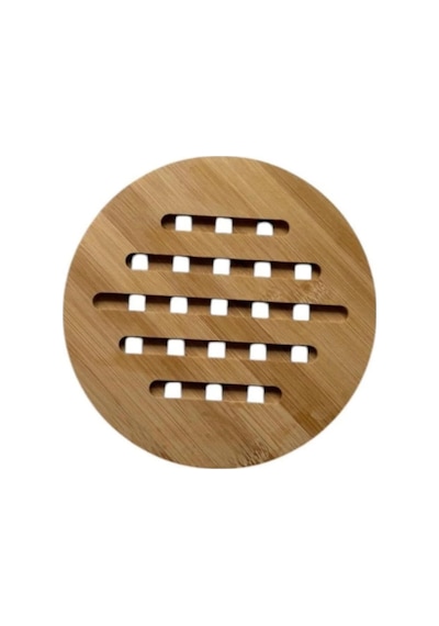 Doğal Bambu Yuvarlak Çizgili Nihale, Mutfak İçin Şık Isı Altlığı, 17 Cm, Nemli Bezle Silinebilir Diğer