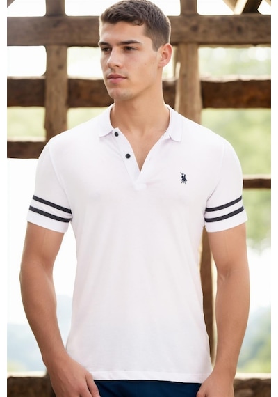 T8585 Dewberry Erkek T-shırt-düz Beyaz