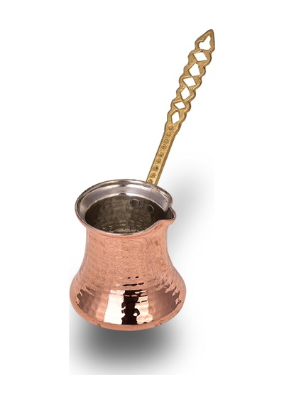 Turna Bakır Kervan Cezve 6 No Kalın 7 Fincan Makine Dövme Kırmızı
