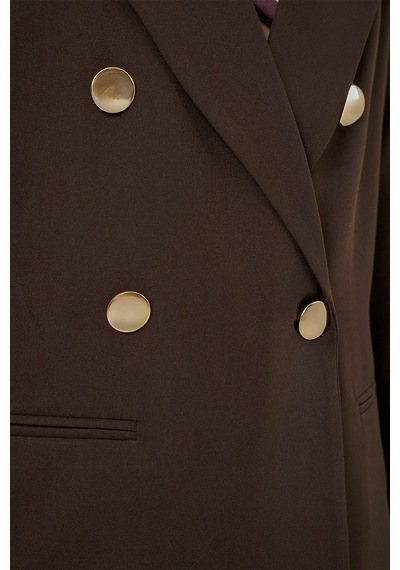 Bigdart Kadın Kruvaze Yaka Blazer Ceket 0722 - Kahverengi