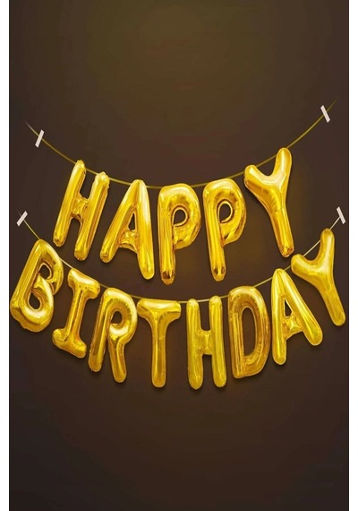 Happy Birthday Folyo Balon Gold Doğum Günü Set