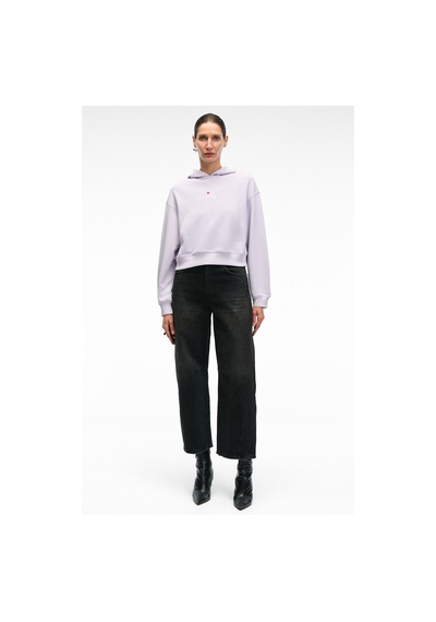 Grimelange ISADORA Kadın Kapüşonlu Nakış Detaylı Regular Fit Crop Lila Sweatshirt