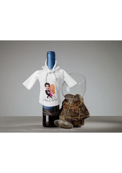 Bk Gift Kişiye Özel Sevgililer Karikatürlü Mini Beyaz İçki Şişesi Tişörtü , Ev Bar Dekoru, Viski, Şarap, Votka, Rakı Şişesi Tişörtü, Ev Barı-19