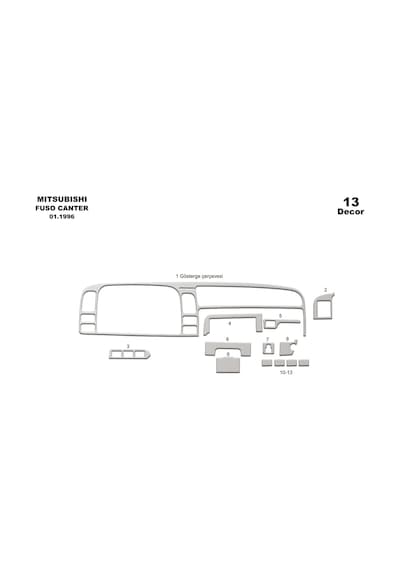 Mitsubishi Fuso Center Torpido Kaplama 1996-2004 13 Parça Alüminyum