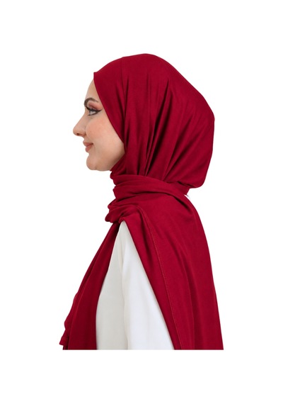 Modish Group Penye Boyun Kapamalı Şal Başörtü Hazır Giyim Turban Esnek Jersey Şal Bordo