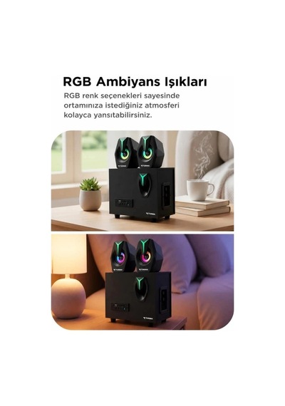 Özel Seri Torima Bilgisayar Hoparlörü D37 Siyah 2ın1 Multimedya Bas Hoparlör Masa Üstü