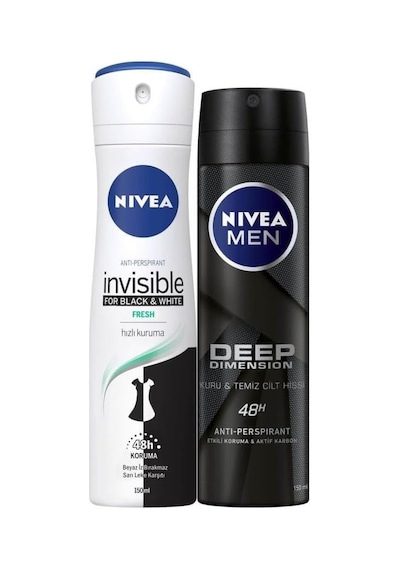 Black&white Pure Bayan Deosprey 150 Ml+deep Dimension Erkek Deosprey 150 Ml 2'li Paket