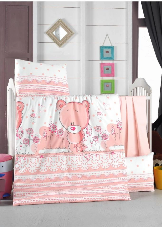 Recos Şirin Ayıcık Desenli Bebek Nevresim Takımı Rcs.sayı.0003 Pembe
