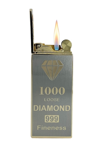 Özel Tasarım 1000 Loose Diamond 999 Fineness Metal Çakmak - Hediye Kutulu Ve Yedek Taşlı Sarı