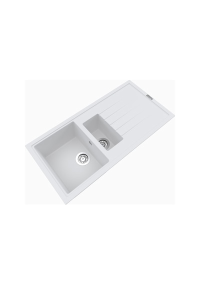 Polex Cristalüx Granit Evye P-01 Beyaz 1.5 Gözlü Tezgah Altı Ve Tezgah Üstü Mutfak Evyesi 99x49.5 CM