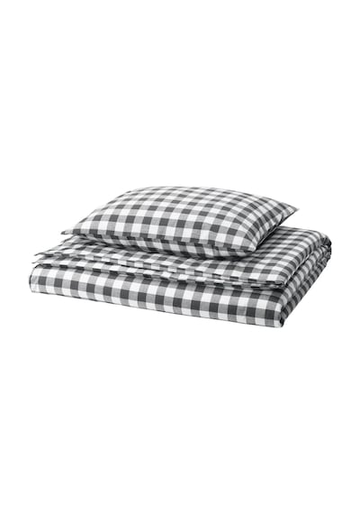 Ikea Ektandvınge Tek Kişilik Nevresim Takımı 150 X 200 Cm Siyah - Siyah Gri Siyah - Gri