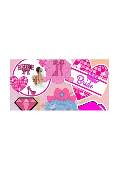 Pembe Kırmızı Bride To Be Konuşma Balonu Seti 8 Parça Bekarlığa Veda Aksesuarı