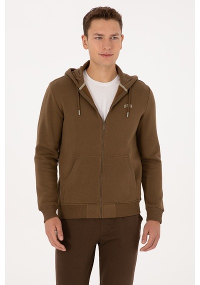 U.S. Polo Assn. Erkek Regular Fit Haki Şardonlu Örme Hırka 50313755-VR027