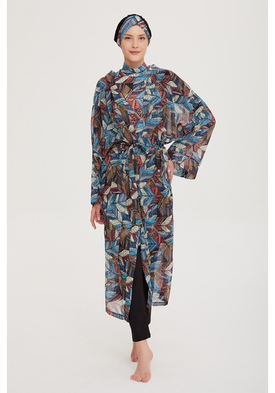 Remsa Mayo Remsa Tesettür Mayo Üzerine Tek Kaftan Kimono Pareo Rp008 Tülay Siyah