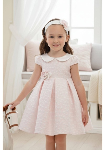 Kız Bebek Bandanalı Güpürlü Elbise Pembe 36172 Pembe