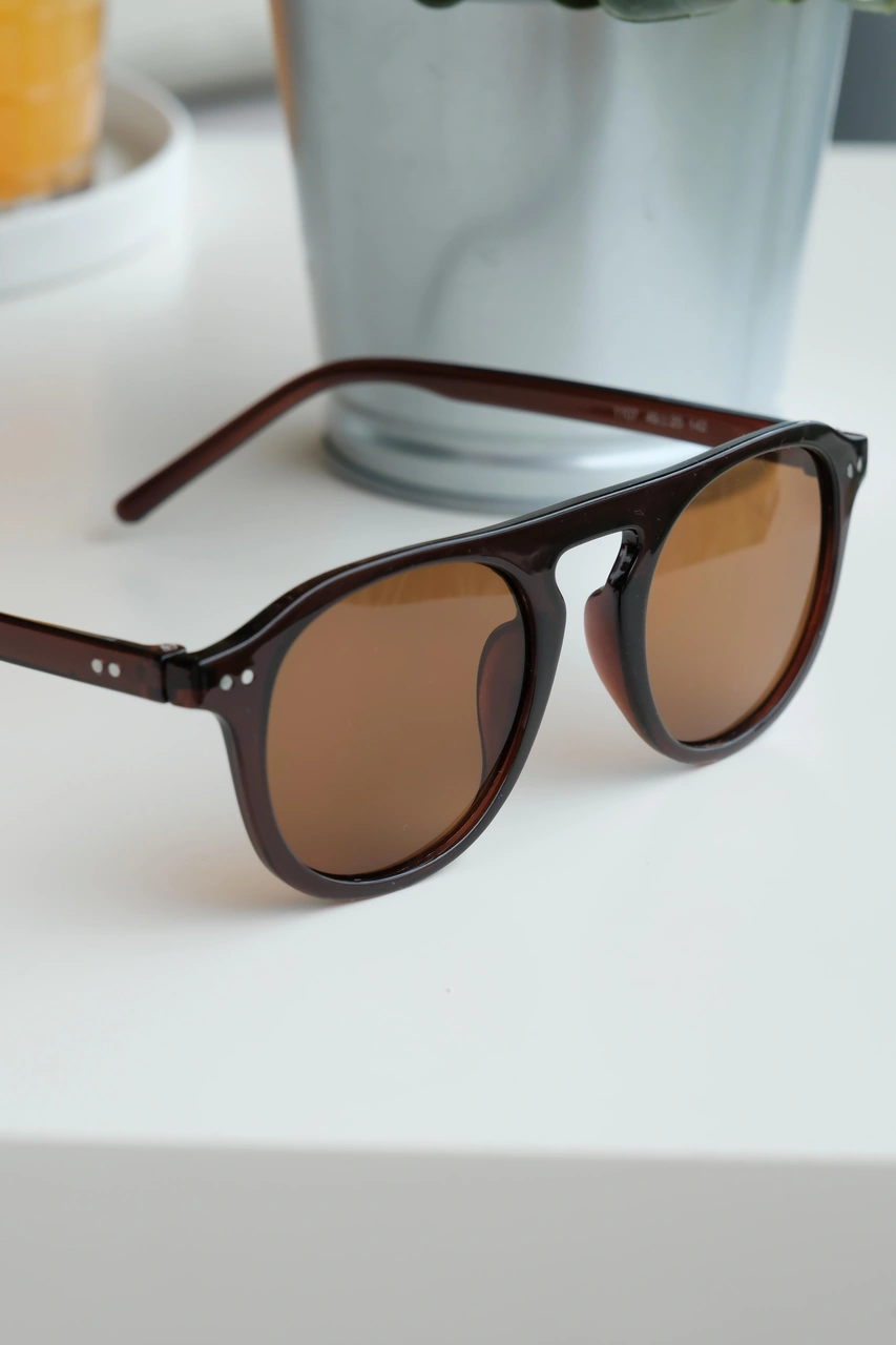 Royal Eyewear Re1107 Koyu Kahverengi Güneş Gözlüğü Siyah - Mavi