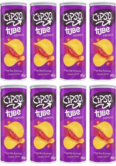 Cipso Tube Paprika Cips 90 Gr X 8 Adet