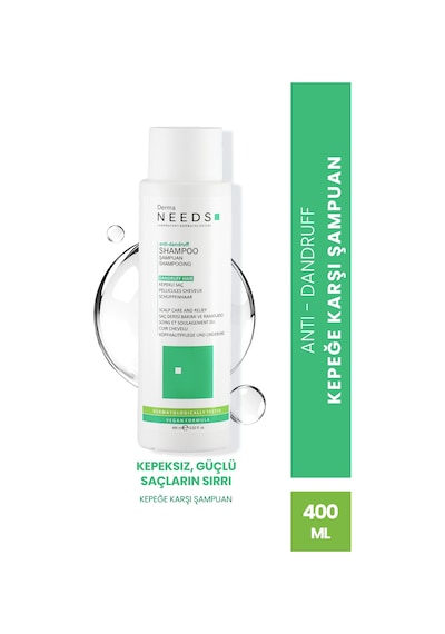 Derma Needs Kepek Karşıtı Şampuan 400 ML Arındırıcı B3 B5 B7 Vitaminli, Amino Asitli Sülfatsız