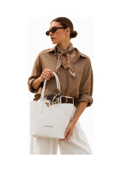 Just Polo Beyaz Kadin Omuz Cantasi 3'lu Set Gunluk Shopper Canta Krem