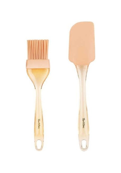 Tantitoni Somon Renkli Silikon Spatula Ve Fırça Seti