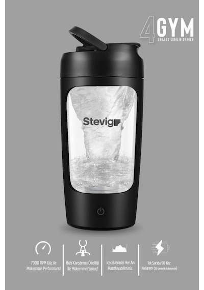 Stevig 4 Gym Şarj Edilebilir Elektrikli Protein Shaker 650 Ml Siyah St-225 Siyah