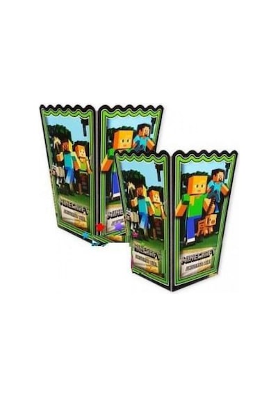 Mısır Kutusu Pop Corn Kutusu Minecraft 8 Li Paket Yeşil +3