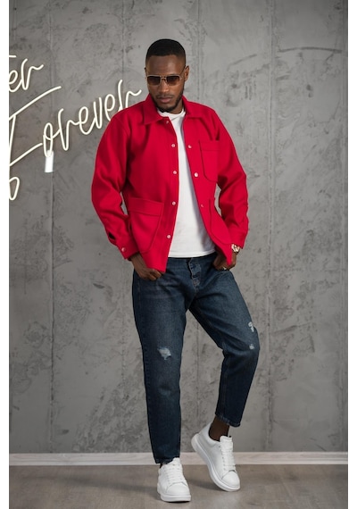 Çıt Çıt Kapamalı Regular Fit Torba Cepli Astarsız Erkek Spor Polar Gömlek 001