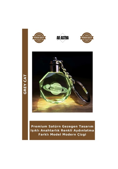 Premium Satürn Gezegen Tasarım Işıklı Anahtarlık Renkli Aydınlatma Farklı Model Modern Çizgi