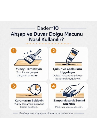 Tr Pratik 4'lü Ahşap Tamir Seti Antrasit Renk 125 Ml Tamir Macunu + 2 Adet Spatula + Kübik Zımpara 0.25 KG