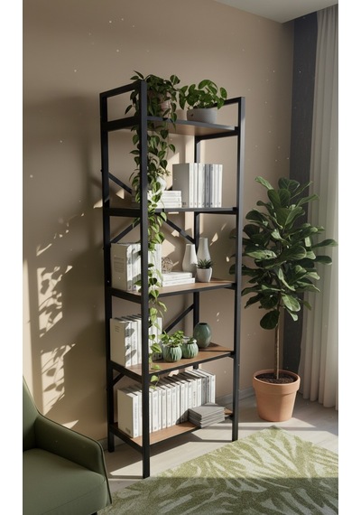 Modern 5 Raflı Kitaplık Geniş Metal Kitaplık Dosya Rafı Ofis Salon Raf Ceviz Ceviz - Siyah Modern 5 Raflı Kitaplık Geniş Metal Kitaplık Dosya Rafı Ofis Salon Raf Ceviz Ceviz - Siyah