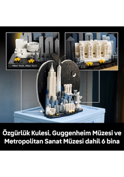 LEGO® Architecture New York City – Büyük Elma 21066 - Yetişkinler için Gizli Sürpriz İçeren Yaratıcı Model Yapım Seti (1465 Parça)