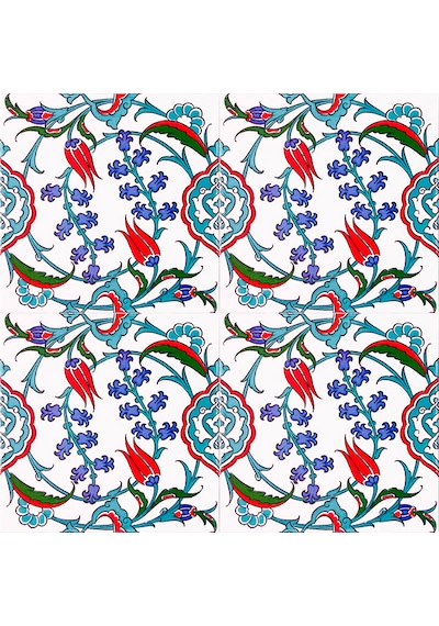 Armada Çini 20x20 Cm Ac 5 İznik Dönence Çiçek Desenli Çini Karo