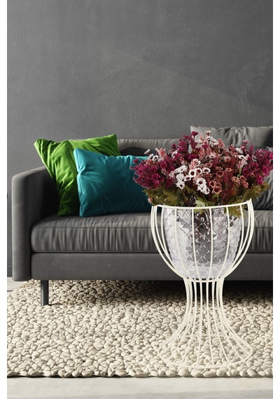 Anafor Saksılık Beyaz 43 Cm Şeffaf Saksı