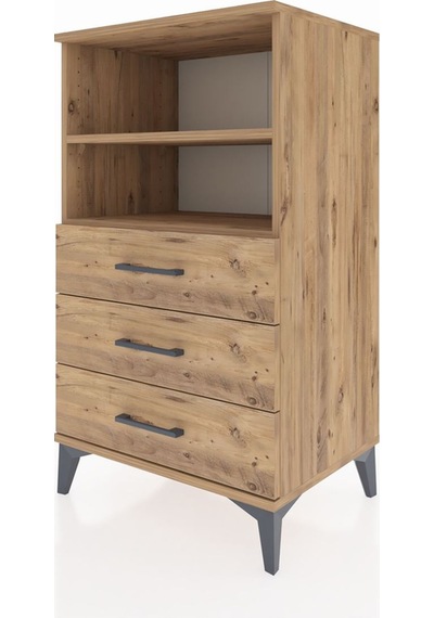 Hyperion Komodin 2 Raflı 3 Çekmeceli 60x44x106 Çam-çam Çam