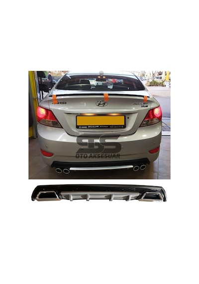 Hyundai Accent Blue Difüzör Arka Tampon Eki 2 Egzoz Çıkışlı Gri L