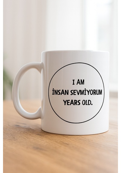 İnsan Sevmiyorum Yazılı Kupa Model 242 Minimal Tasarım Komik Mesajlı Seramik Kahve Kupası Diğer