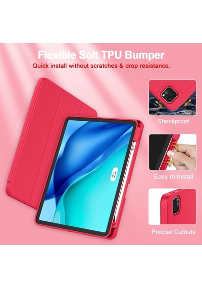 Apple Uyumlu iPad, Pro 12.9 5. Nesil 2021 Kılıf Kalem Bölmeli Smart Case