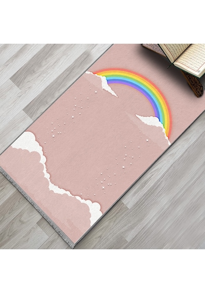 Evaşk Çocuk Seccadesi Namazlık Dokuma Halı Kaymaz Muslumana Seccade66x113 PEMBE 1EVASK411P50