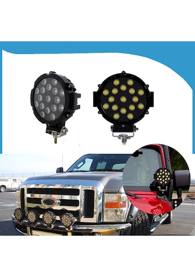 Off Road Sis Lambası 17 Ledli 51 Watt Siyah 4x4 Yayıcı Sis Farı