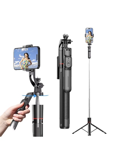 F16 Selfie Çubuğu Işıklı Tripod Bluetooth Uzaktan Kumandalı 360' Dönebilen Çok Amaçlı Tripod Siyah