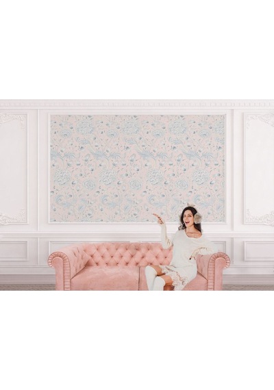 Vintagepastel Çiçekler Yapraklar Duvar Kağıdı-5645 Çok Renkli
